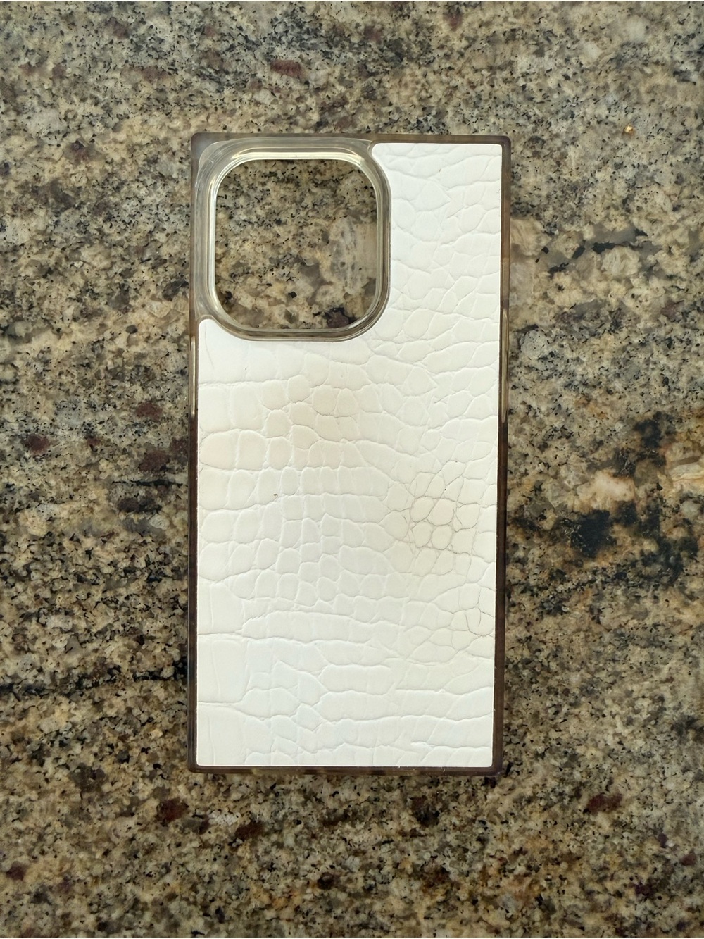 White Croc-Texture Phone Case - FLAUNT